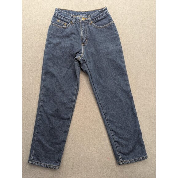 LL Bean Double L Jeans Womens 4 Petite Blue Relaxed Fit Fleece Lined Denim Pants - Picture 1 of 15